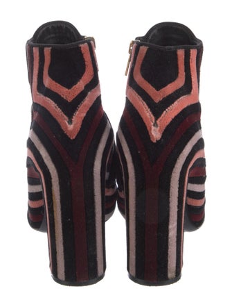 Salvatore Ferragamo Velvet Striped Lace-Up Boots