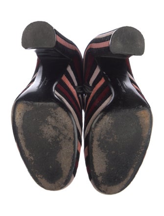 Salvatore Ferragamo Velvet Striped Lace-Up Boots