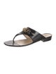 Salvatore Ferragamo Gancini Logo Patent Leather Slides