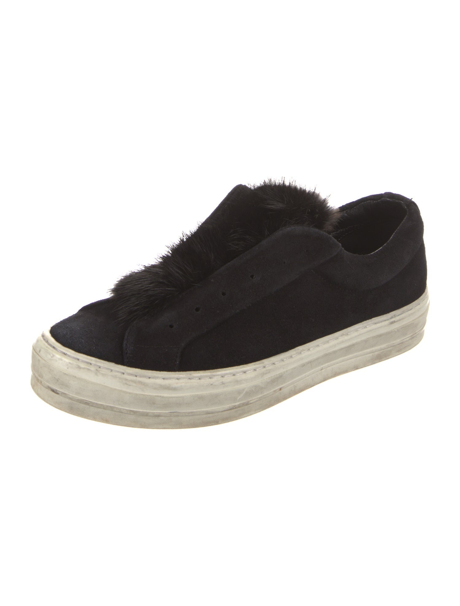 Salvatore Ferragamo Suede Fur Trim Sneakers