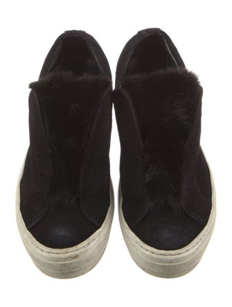 Salvatore Ferragamo Suede Fur Trim Sneakers