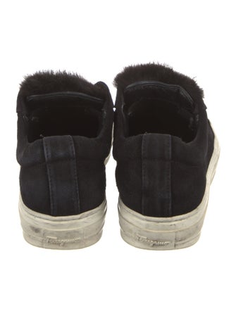 Salvatore Ferragamo Suede Fur Trim Sneakers