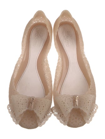 Salvatore Ferragamo Rubber Bow Accents D'Orsay Flats