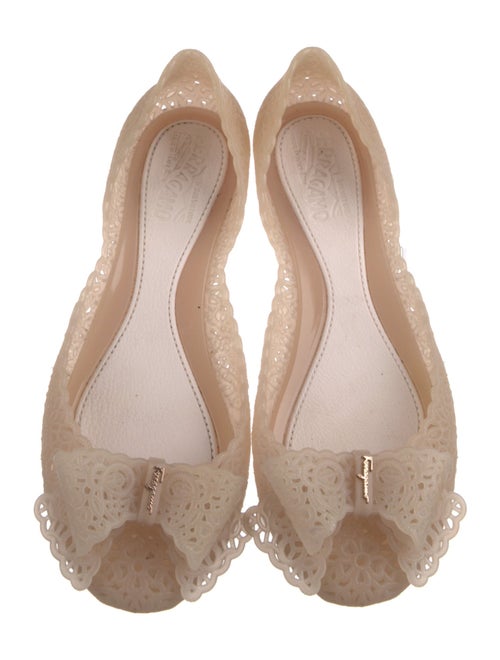 Salvatore Ferragamo Rubber Bow Accents D'Orsay Flats
