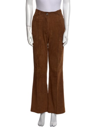 Salvatore Ferragamo Lamb Leather Wide Leg Pants