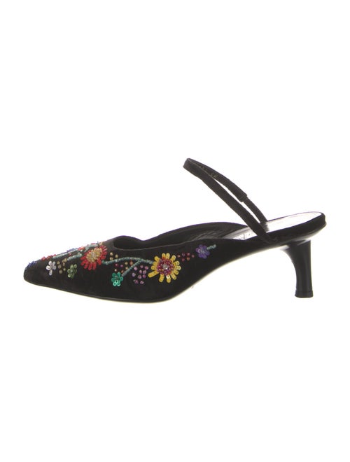 Salvatore Ferragamo Velvet Floral Print Mules