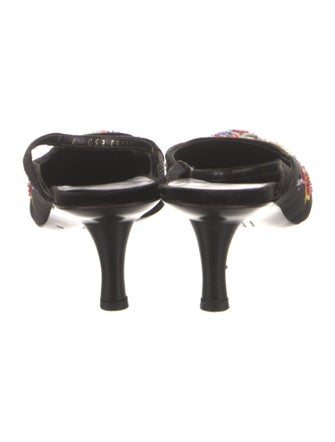 Salvatore Ferragamo Velvet Floral Print Mules