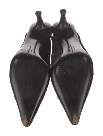 Salvatore Ferragamo Velvet Floral Print Mules