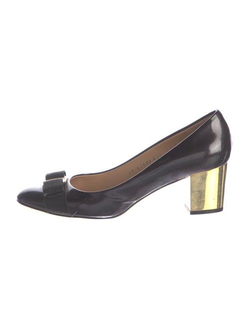 Salvatore Ferragamo Patent Leather Bow Accents Pumps