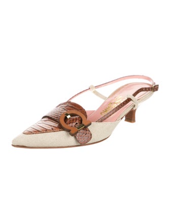 Salvatore Ferragamo Canvas Animal Print Mules