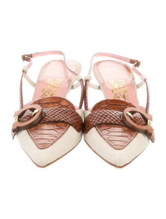 Salvatore Ferragamo Canvas Animal Print Mules
