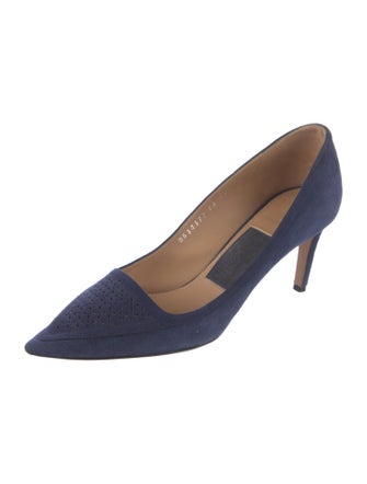 Salvatore Ferragamo Suede Lasercut Accents Pumps