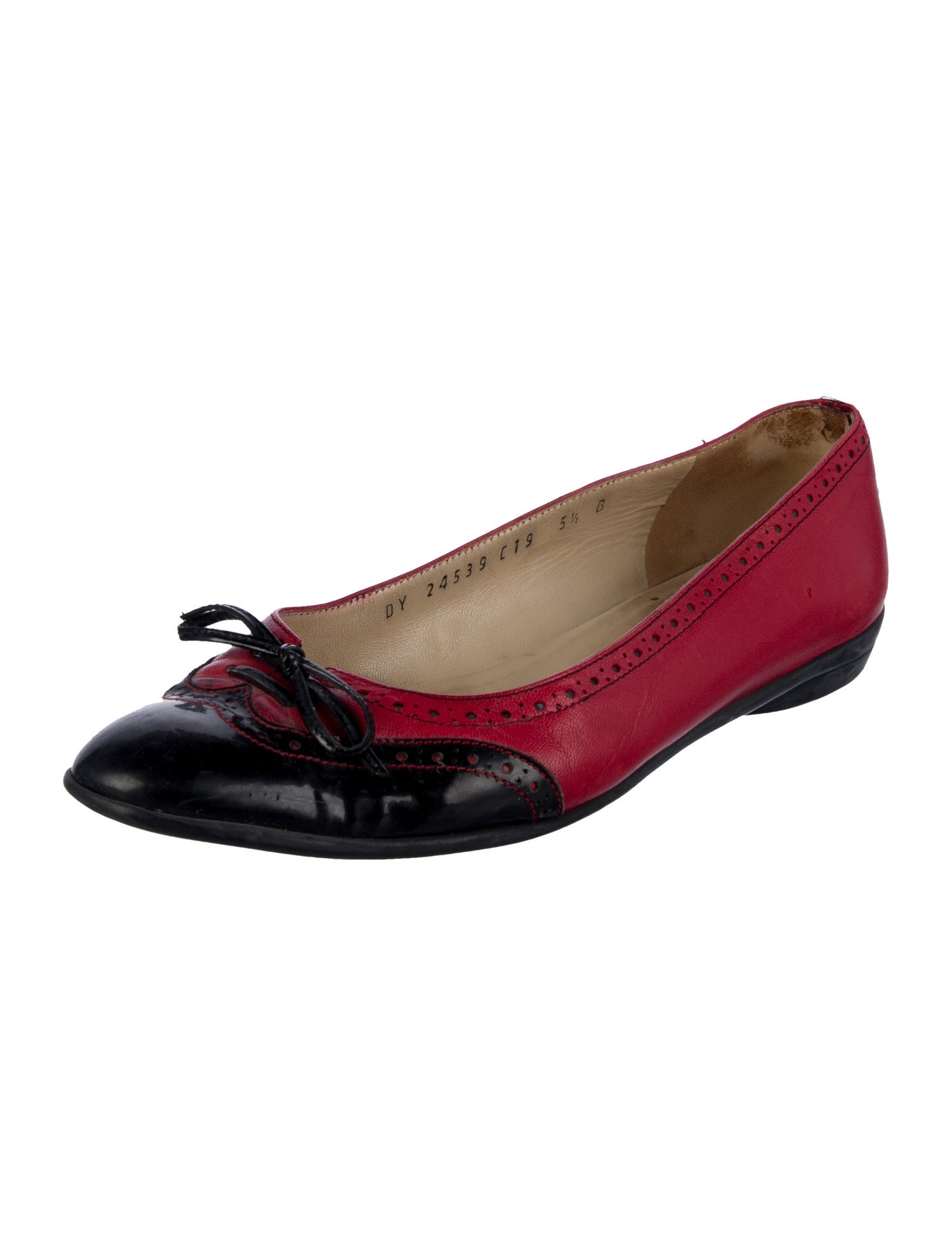Salvatore Ferragamo Leather Colorblock Pattern Ballet Flats