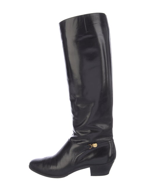 Salvatore Ferragamo Leather Chain-Link Accents Riding Boots