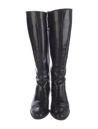 Salvatore Ferragamo Leather Chain-Link Accents Riding Boots