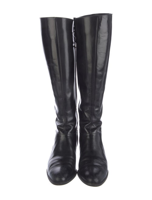 Salvatore Ferragamo Leather Chain-Link Accents Riding Boots