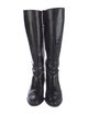 Salvatore Ferragamo Leather Chain-Link Accents Riding Boots