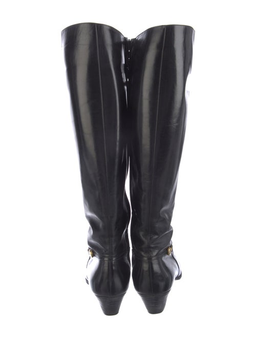 Salvatore Ferragamo Leather Chain-Link Accents Riding Boots