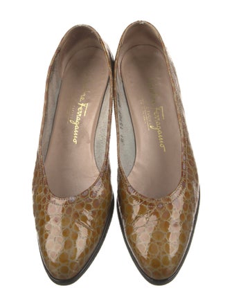 Salvatore Ferragamo Leather Animal Print Flats