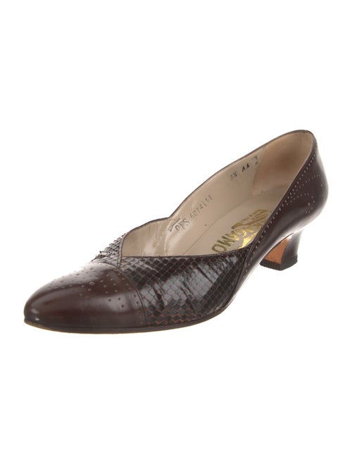 Salvatore Ferragamo Leather Lasercut Accents Pumps