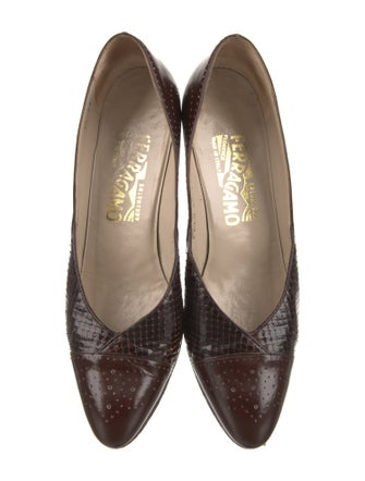 Salvatore Ferragamo Leather Lasercut Accents Pumps