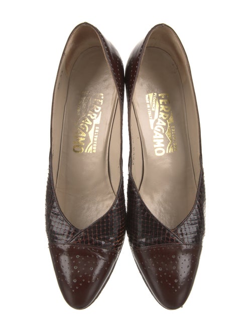 Salvatore Ferragamo Leather Lasercut Accents Pumps
