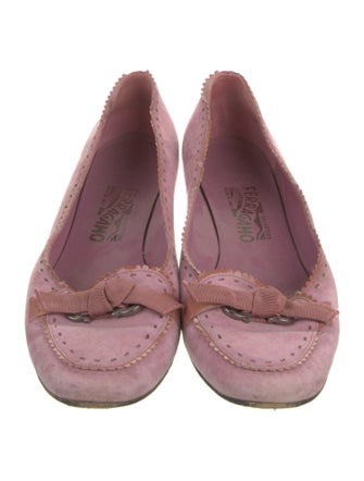 Salvatore Ferragamo Suede Grosgrain Trim Pumps