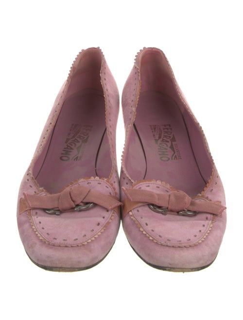 Salvatore Ferragamo Suede Grosgrain Trim Pumps