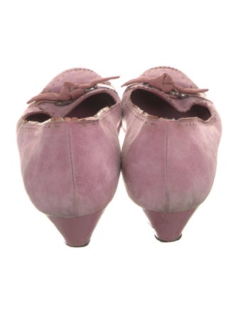 Salvatore Ferragamo Suede Grosgrain Trim Pumps