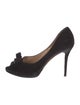 Salvatore Ferragamo Suede Bow Accents D'Orsay Pumps