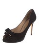 Salvatore Ferragamo Suede Bow Accents D'Orsay Pumps