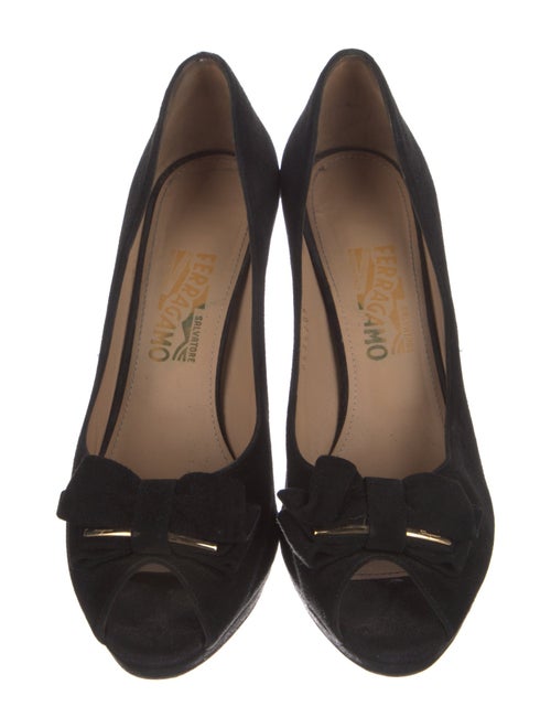 Salvatore Ferragamo Suede Bow Accents D'Orsay Pumps