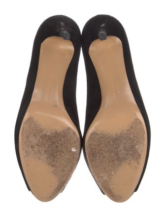 Salvatore Ferragamo Suede Bow Accents D'Orsay Pumps