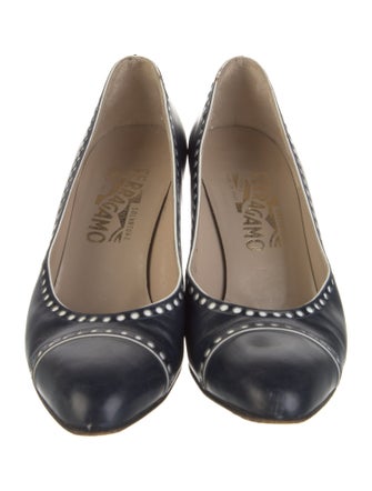 Salvatore Ferragamo Leather Lasercut Accents Pumps