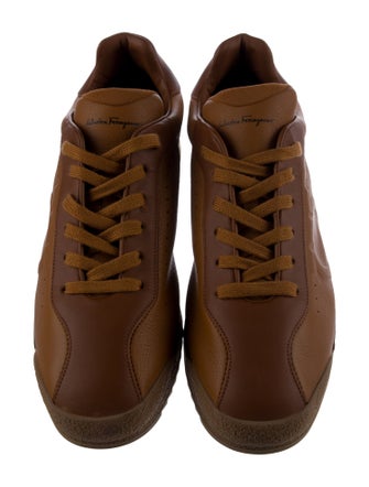 Salvatore Ferragamo Gancini Logo Leather Sneakers