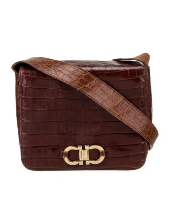 Salvatore Ferragamo Embossed Leather Messenger Bag