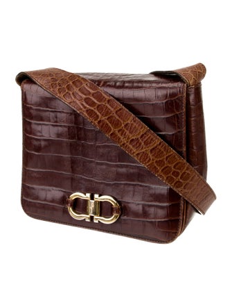 Salvatore Ferragamo Embossed Leather Messenger Bag