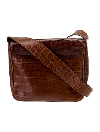 Salvatore Ferragamo Embossed Leather Messenger Bag