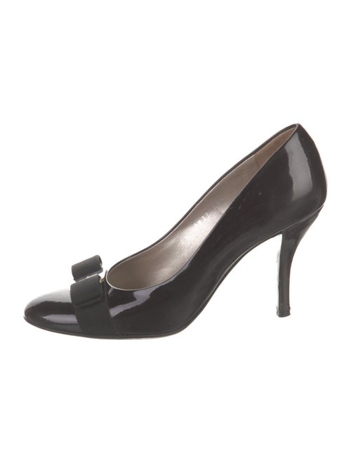 Salvatore Ferragamo Patent Leather Bow Accents Pumps
