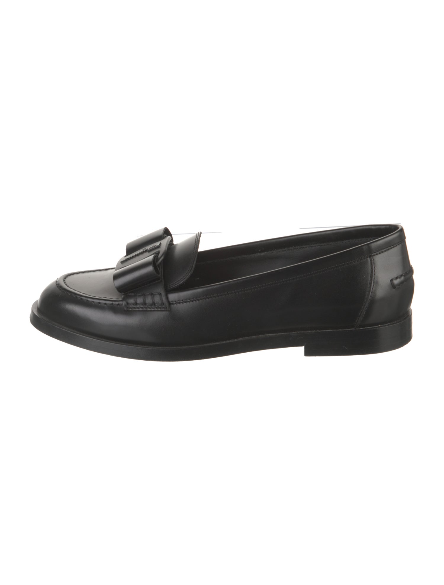 Salvatore Ferragamo Leather Bow Accents Loafers