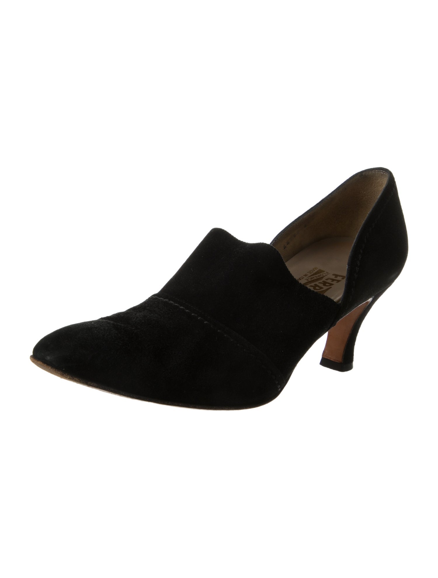 Salvatore Ferragamo Gancini Logo Suede D'Orsay Pumps