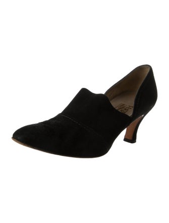 Salvatore Ferragamo Gancini Logo Suede D'Orsay Pumps