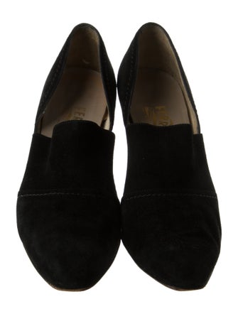 Salvatore Ferragamo Gancini Logo Suede D'Orsay Pumps