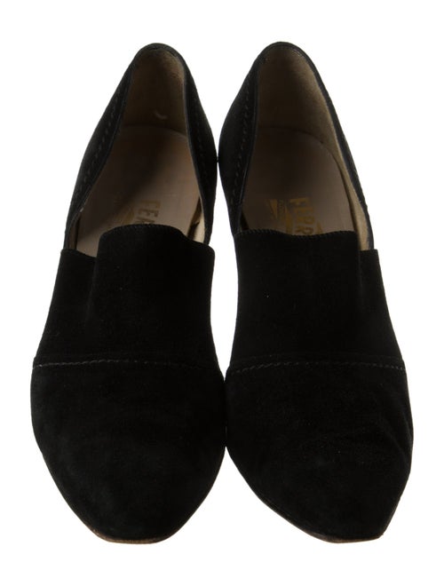 Salvatore Ferragamo Gancini Logo Suede D'Orsay Pumps