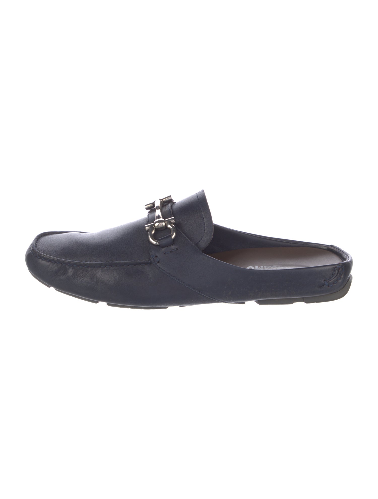 Salvatore Ferragamo Horsebit Accent Leather Slippers