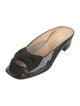 Salvatore Ferragamo Patent Leather Bow Accents Slides