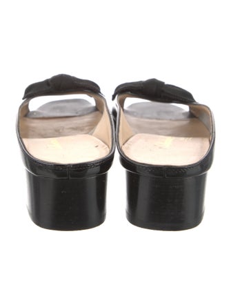 Salvatore Ferragamo Patent Leather Bow Accents Slides