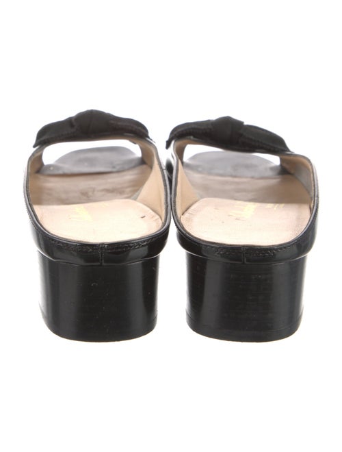 Salvatore Ferragamo Patent Leather Bow Accents Slides