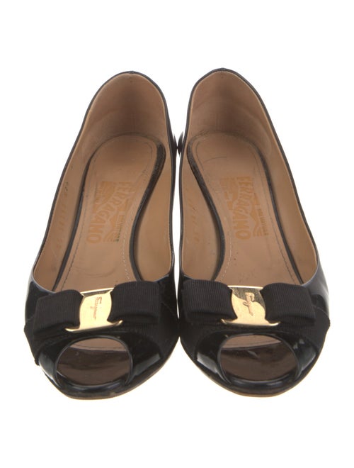 Salvatore Ferragamo Patent Leather Bow Accents Pumps