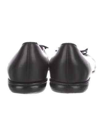 Salvatore Ferragamo Leather Bow Accents Ballet Flats